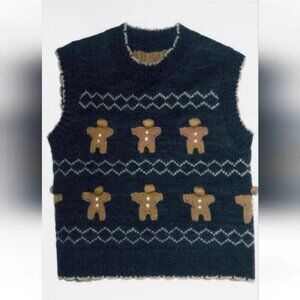 ZARA GINGERBREAD COOKIES KNIT SWEATER VEST.
